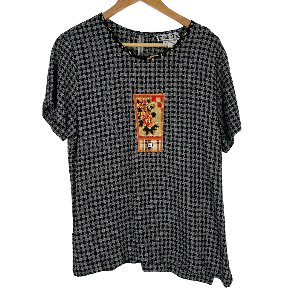 Faith Womens Blouse Size M Multi-Color Embroidered Floral Beaded Artsy Bohemian